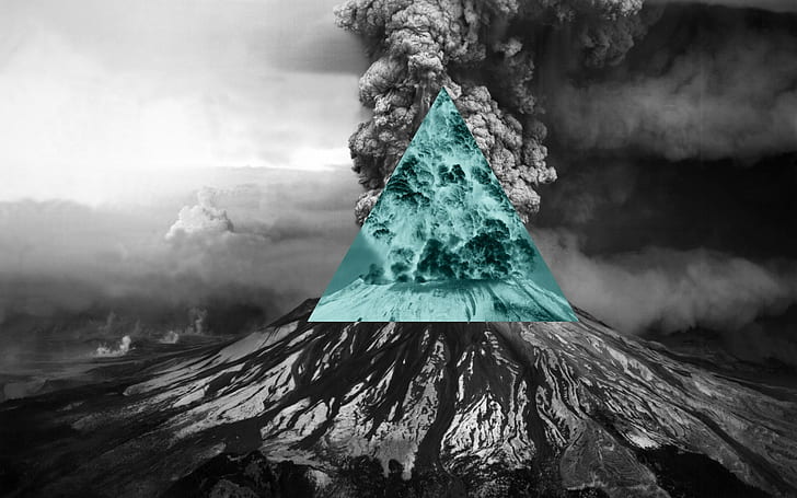 Illuminati, triangle, nature, volcano, inverted, polyscape, HD wallpaper