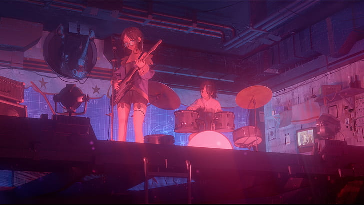 HD wallpaper: guitar, drums, anime girls, musical instrument | Wallpaper  Flare