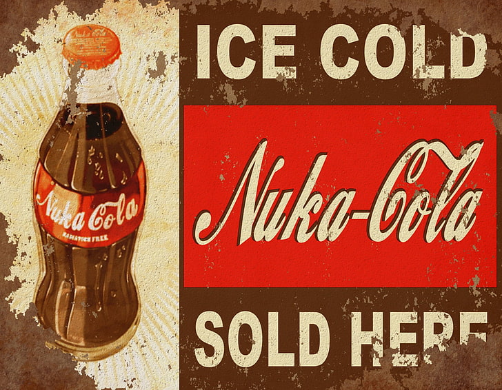 Coca-Cola soda bottle collage, Fallout, Nuka Cola, communication, HD wallpaper