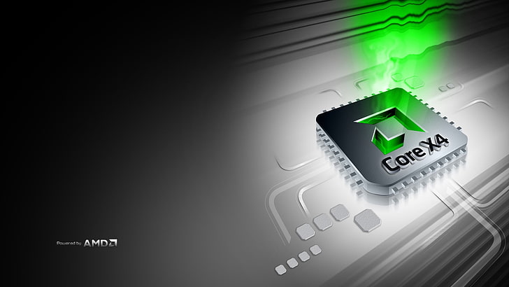 Core X4 screenshot, processor, cpu, amd, green, white, light, HD wallpaper