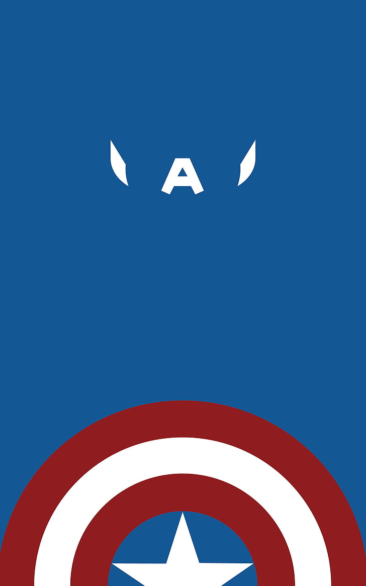 Captain America badge, minimalism, portrait display, Marvel Comics, HD wallpaper