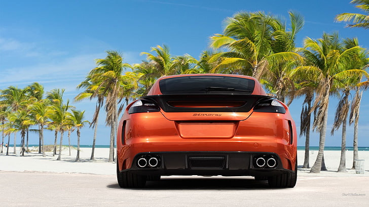 orange vehicle, Porsche Panamera, car, mode of transportation, HD wallpaper