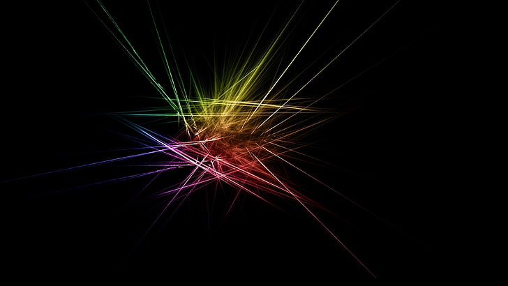 yellow, red, and green digital wallpaper, abstract, dark, simple background, HD wallpaper