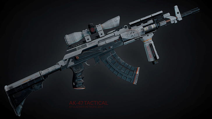 rendering, weapons, tuning, gun, custom, Kalashnikov, assault Rifle, HD wallpaper