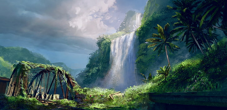 landscape, waterfall, Far Cry 3, tree, plant, beauty in nature, HD wallpaper