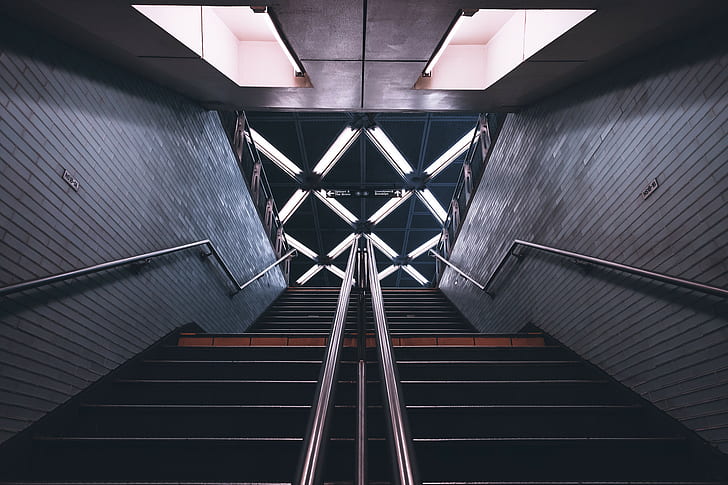 stairs, Tim Gaweco, architecture, subway, HD wallpaper