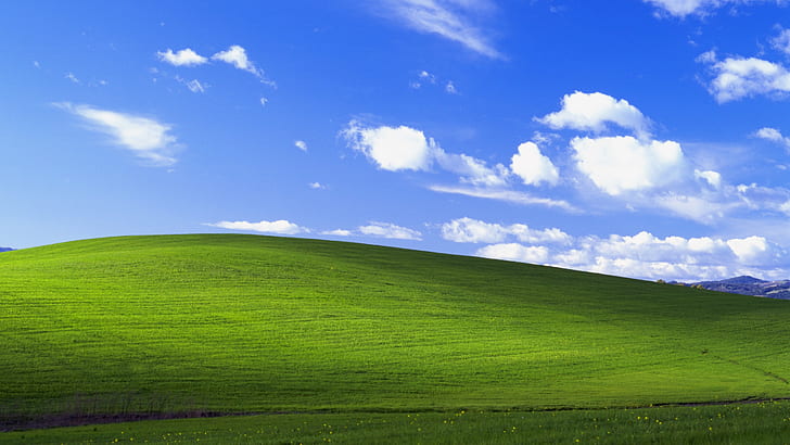 Bliss, california, clouds, field, landscape, photography, Windows XP, HD wallpaper