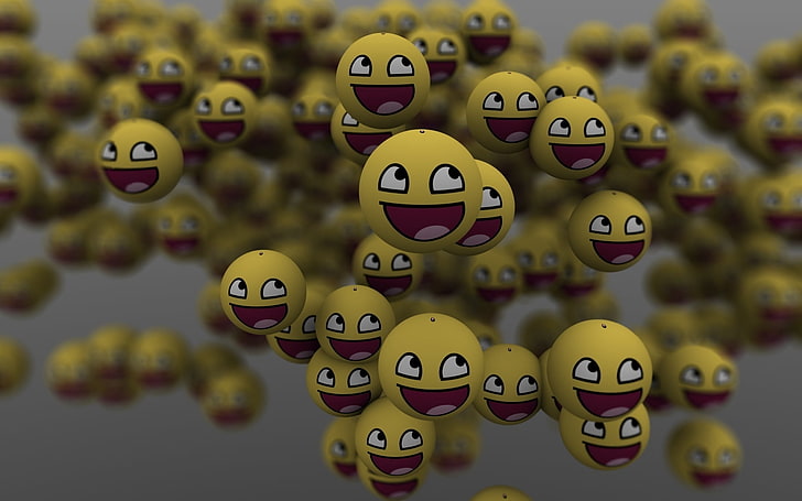 laughing emoji wallpaper, smile, balls, a lot, emoticons, illustration, HD wallpaper