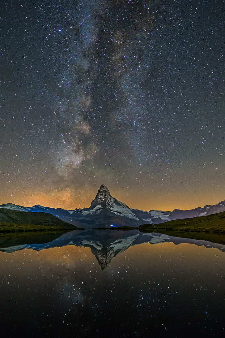 photo of Aurora Borealis, Matterhorn, Valais, Wallis, Switzerland, HD wallpaper