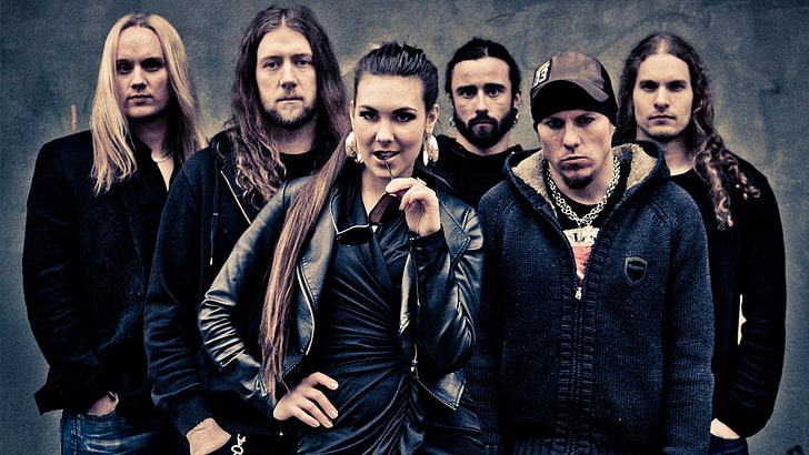band group, Amaranthe, Elize Ryd, metal music, Swedish, group of people, HD wallpaper