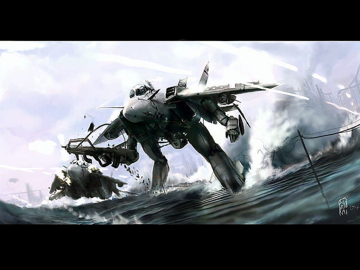 aircraft anime Another Valkyrie Anime Macross HD Art, mecha, destroy