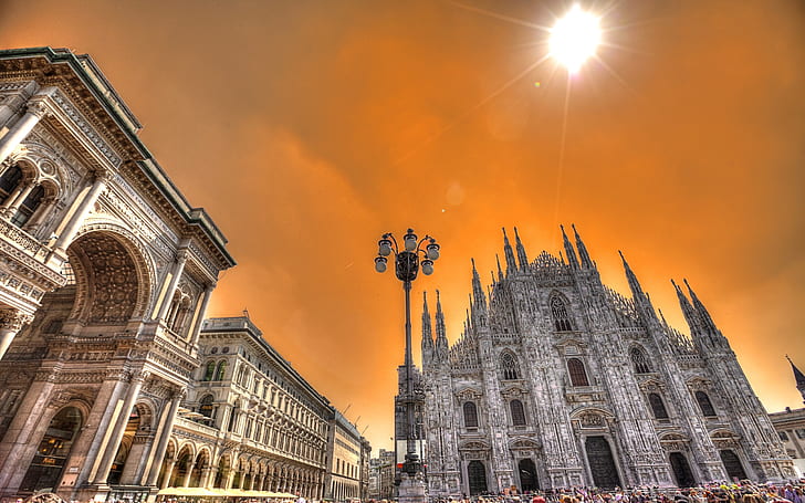 Milan, Italy, Cathedral, travel place, people, HD wallpaper
