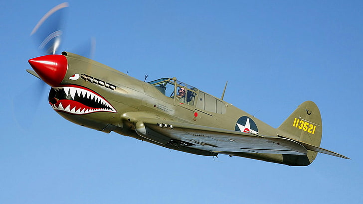 flying tigers, p-40, aviation, warhawk, airplane, aircraft, HD wallpaper