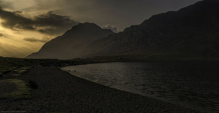 mountains, lake, HD wallpaper
