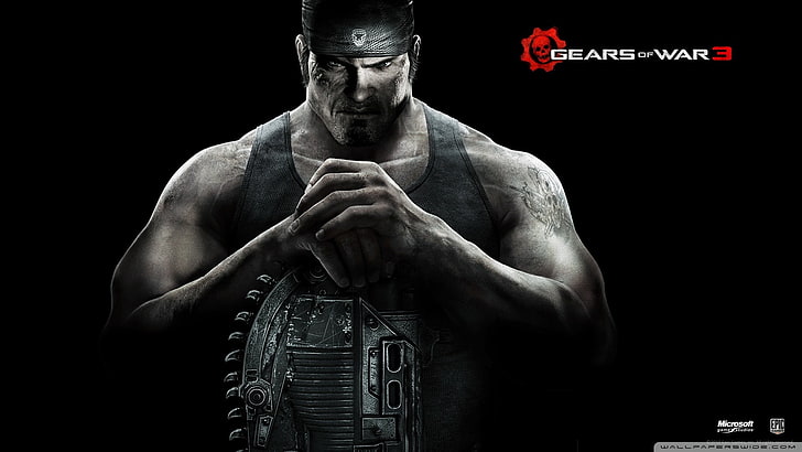 Gears of War, video games, Gears of War 3, black background