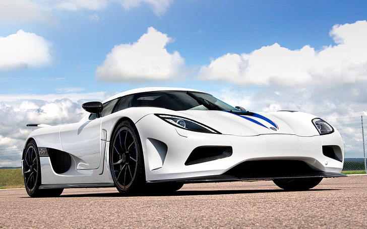2013 white Agera R - Koenigsegg, the sky, clouds, supercar, the front