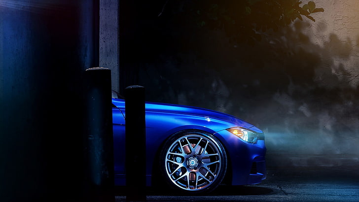blue car, BMW, BMW F30 M3, blue cars, transportation, mode of transportation, HD wallpaper
