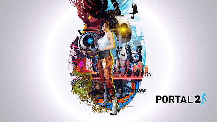 Portal 2 Compilation HD, atlas, chell, companion cube, glados, HD wallpaper
