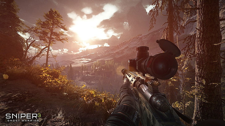 sniper 3: ghost warriors, gun, scenic, landscape, Games, tree, HD wallpaper