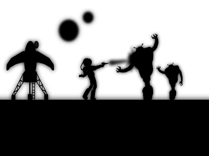 science fiction, sciencie fiction adventures, silhouette, group of people, HD wallpaper