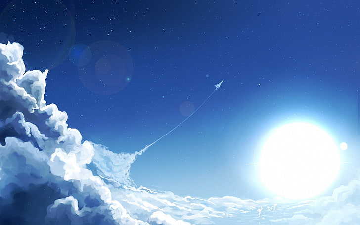cielo, estratosfera, naturaleza, nubes, sol, sky, night, space, HD wallpaper