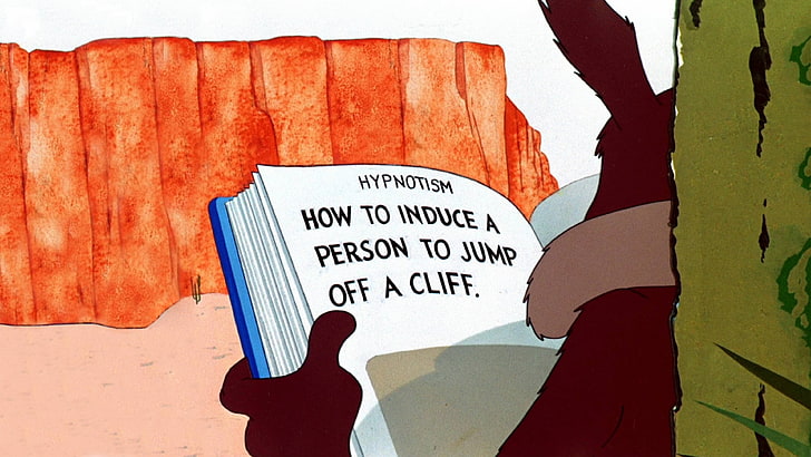Wile E. Coyote: Hypnotism, communication, text, one person, western script