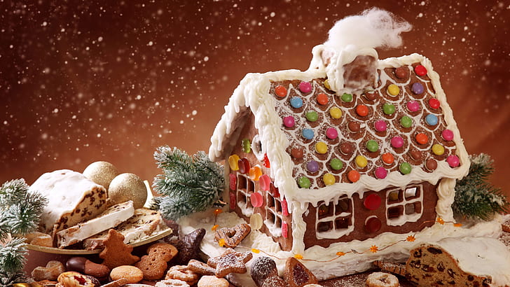 8k uhd, gingerbread, christmas decoration, sweetness, dessert, HD wallpaper