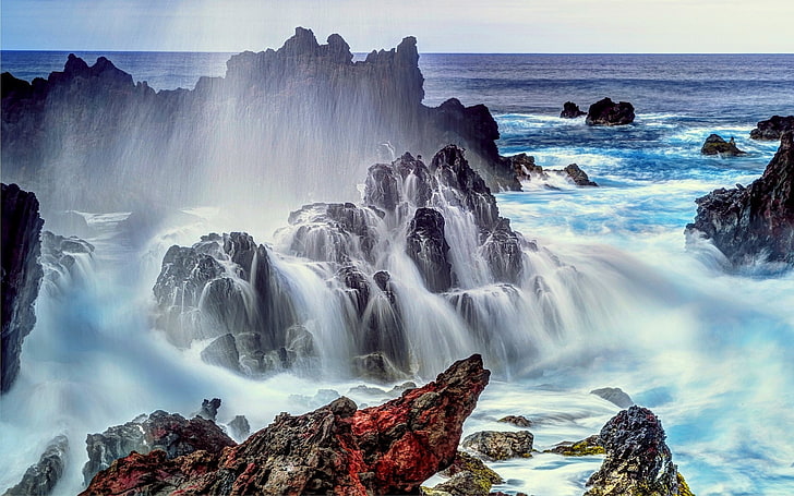 Chile, Coast, Easter Island, Horizon, landscape, nature, rock, HD wallpaper