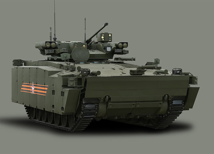gray battle tank, St. George ribbon, May 9, BMP, armor, the armed forces of Russia