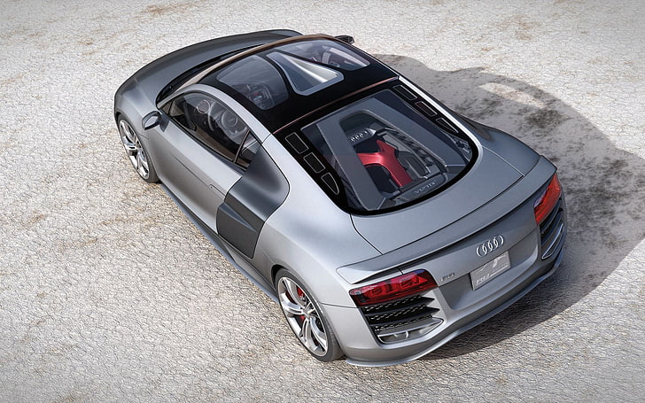 silver sport coupe, car, Audi R8, vehicle, silver cars, mode of transportation
