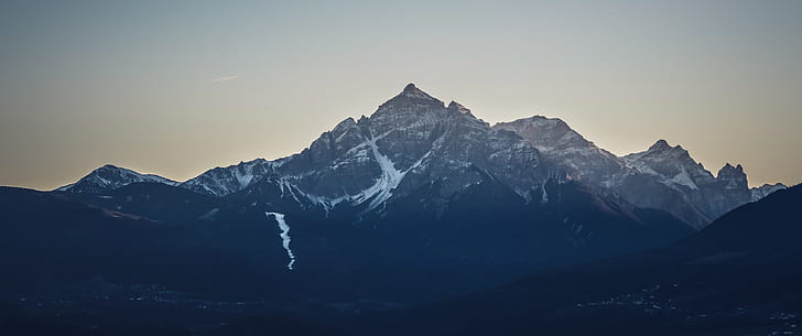 mountains, snow, ultrawide, HD wallpaper