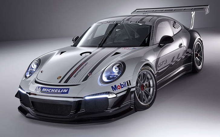 2013 Porsche 911 GT3 Cup, sivler coupe, cars, HD wallpaper