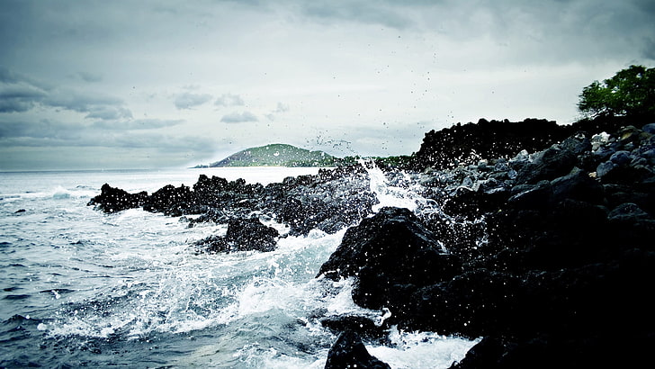 rock formation, waves, sea, coast, water, motion, beauty in nature, HD wallpaper