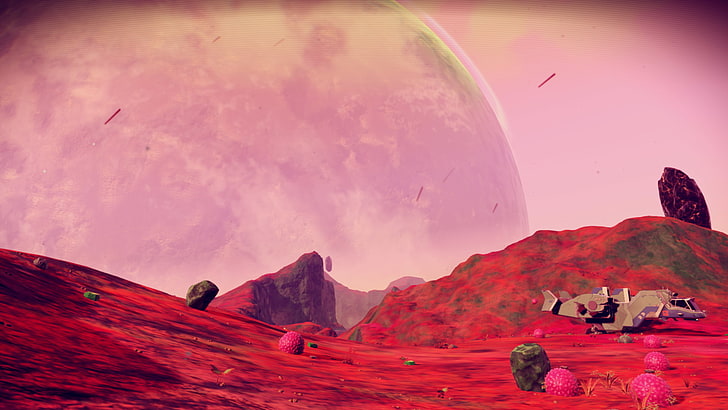 No Man's Sky, video games, low quality terrain, mountain, nature