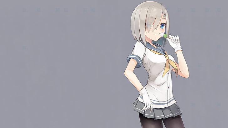 girl animation character in white top, anime girls, Kantai Collection