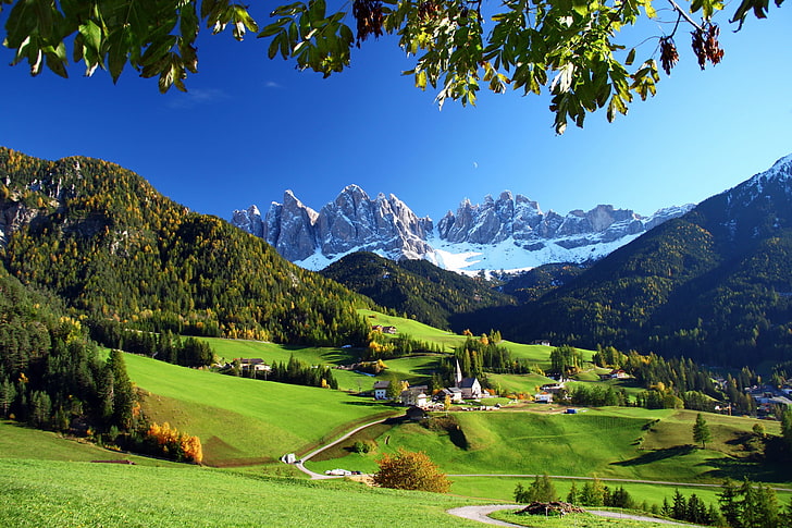 funes, grasslands, italy, mountains, nature, scenery