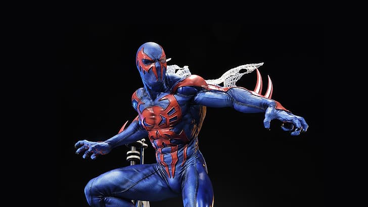 costume, black background, suit, Miguel O'hara, spider-man 2099, HD wallpaper