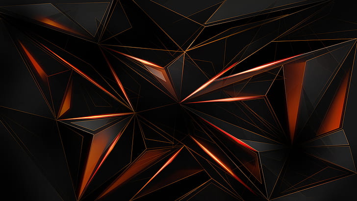 Triangle Solid Black Gold 4K HD Abstract Wallpapers