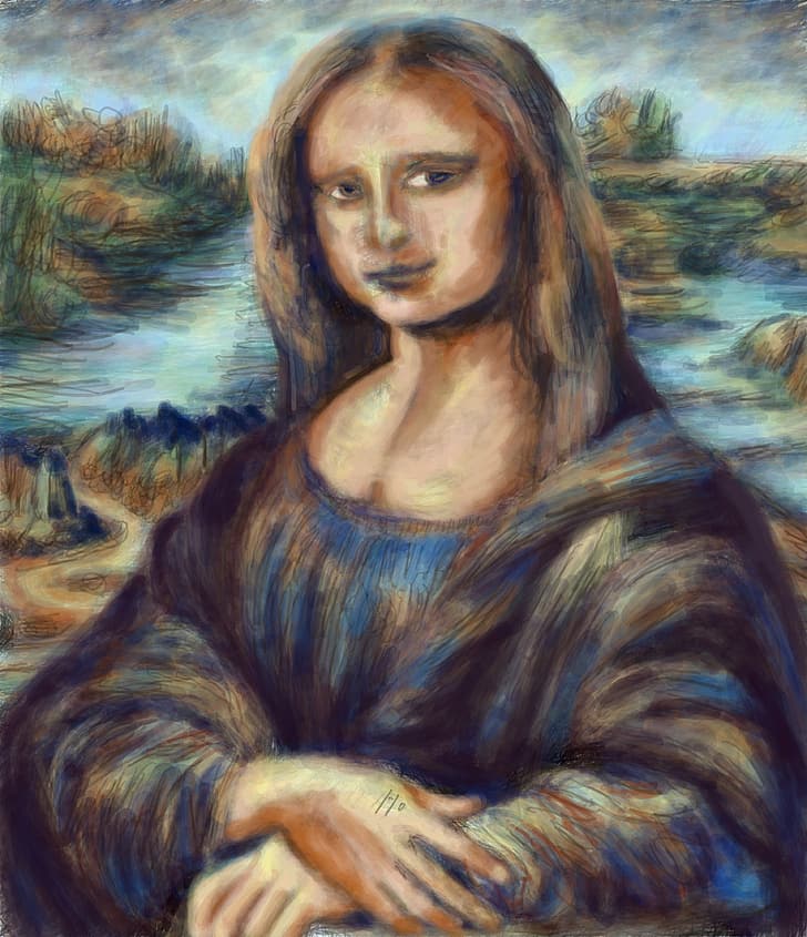 Mona Lisa, Leonardo da Vinci, FishermanHo, painting, digital painting