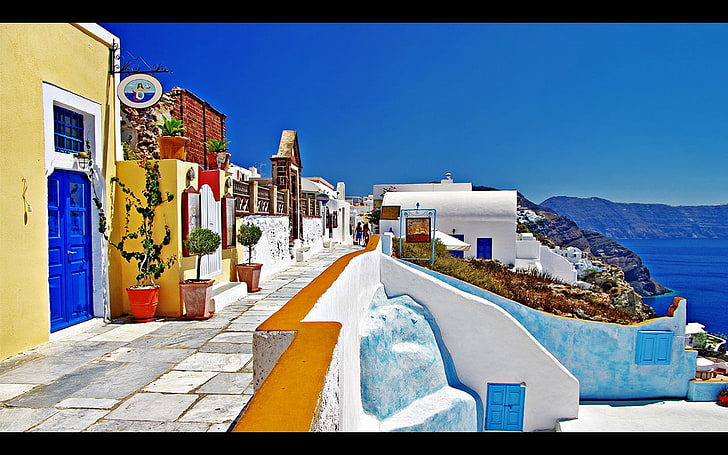 Greece, building exterior, built structure, sky, architecture, HD wallpaper