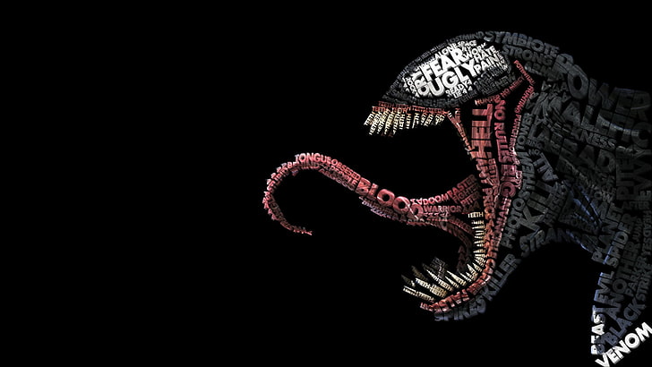 Venom illustration, language, typography, Marvel Comics, Eddie Brock, HD wallpaper