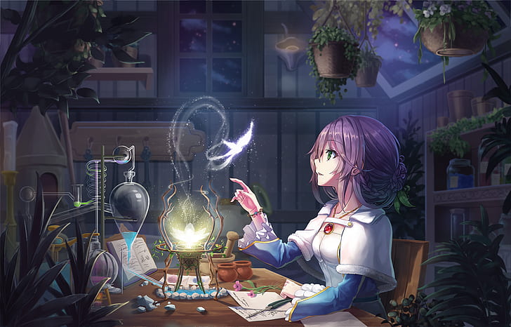 alchemy, anime girls, artwork, digital art, illustration, 2D