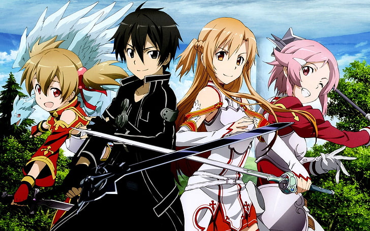 Sword Art Online, Yuuki Asuna, Kirigaya Kazuto, Ayano Keiko, HD wallpaper