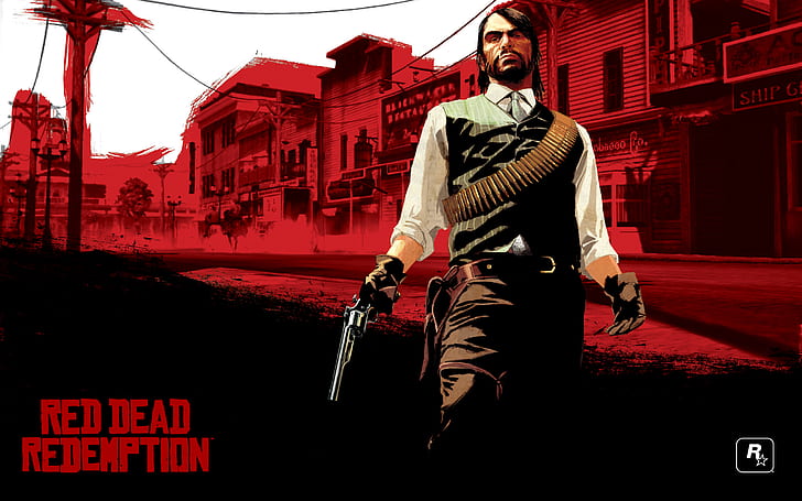 Red Dead Redemption Revolver Cowboy Wild West Red HD, red dead redemption illustration