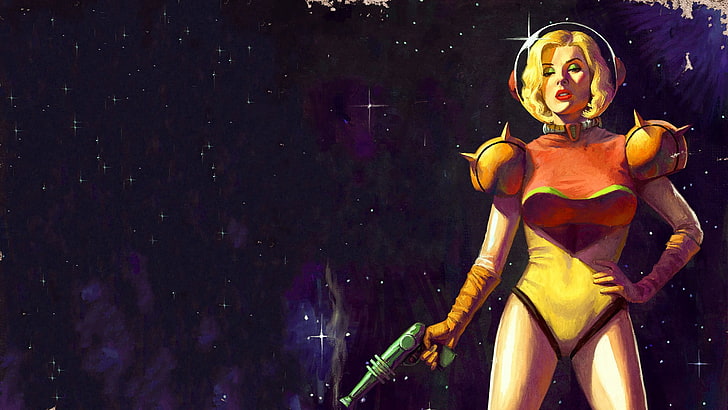 woman with pistol illustration, Samus Aran, Metroid, science fiction, HD wallpaper
