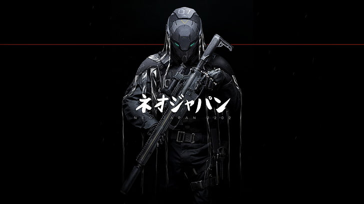black Halo character wallpaper, futuristic, science fiction, sniper rifle