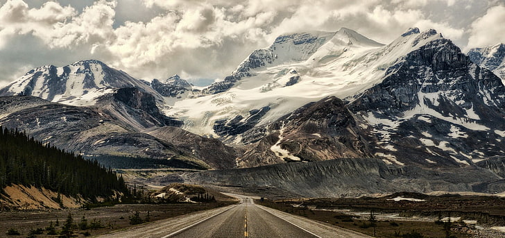 photography of mountain and road, nature, landscape, mountains