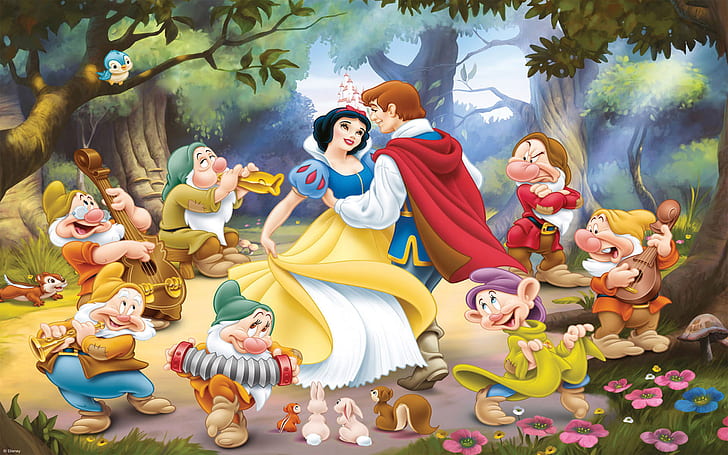 Snow White and the Seven Dwarfs Dancing with Prince Charming Desktop HD Wallpaper For PC Tablet And Mobile 1920×1200