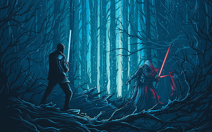 man holding lightsaver illustration, Star Wars, Star Wars: The Force Awakens, HD wallpaper