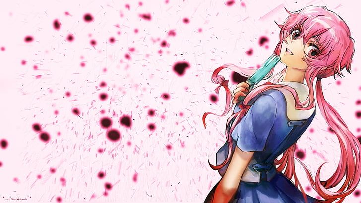 HD wallpaper: pink haired girl anime character poster, Gasai Yuno, Mirai  Nikki | Wallpaper Flare